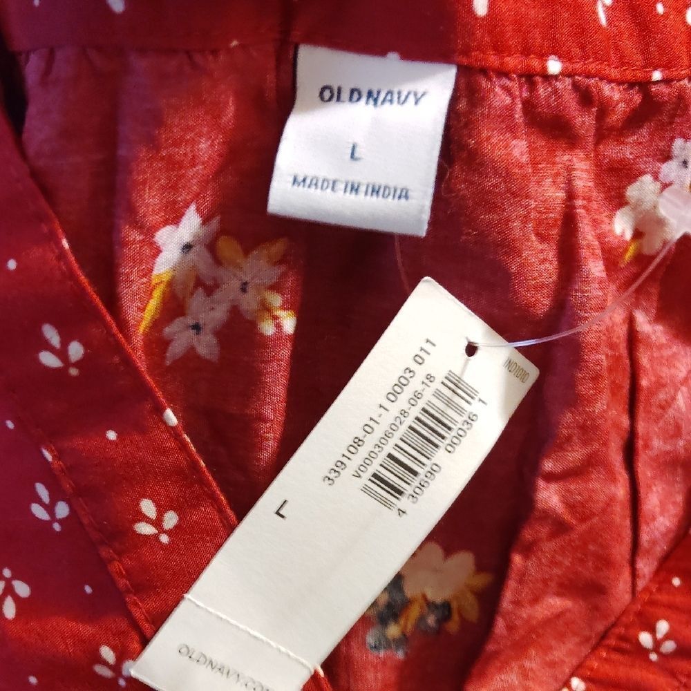 Old Navy Red Floral Midi Dress (207) - Picture 2 of 6